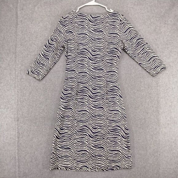 J McLaughlin Sheath Dress Womens Sz S Blue White Zebra Print Stretch 3/4 Sleeve - Picture 10 of 13